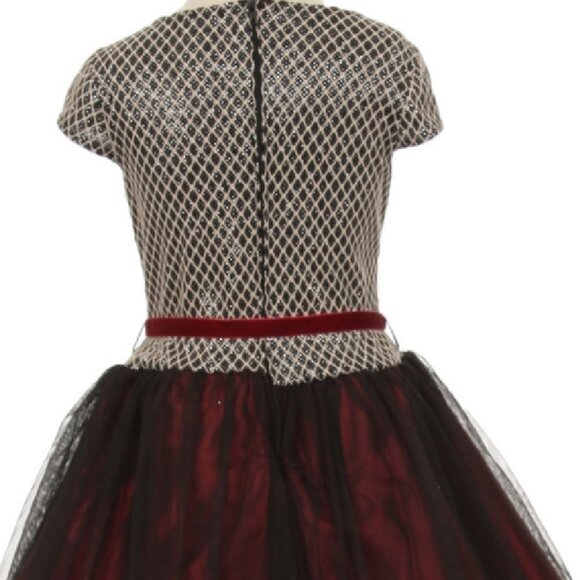 Short Sleeve Tulle Holiday Party Christmas Flower Girl Dress Sale Kids Toddler - Picture 3 of 5